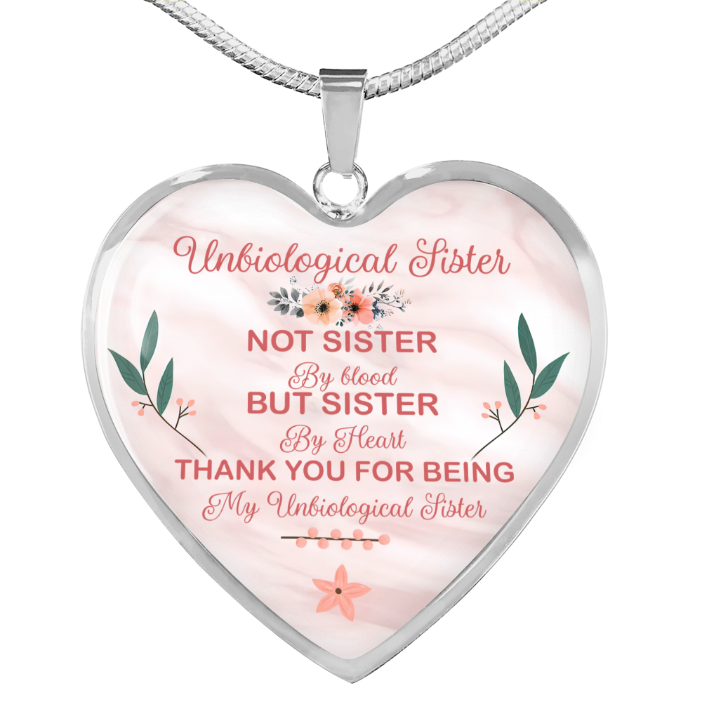 Unbiological Sister Engraved Necklace Gift - Sister by Heart