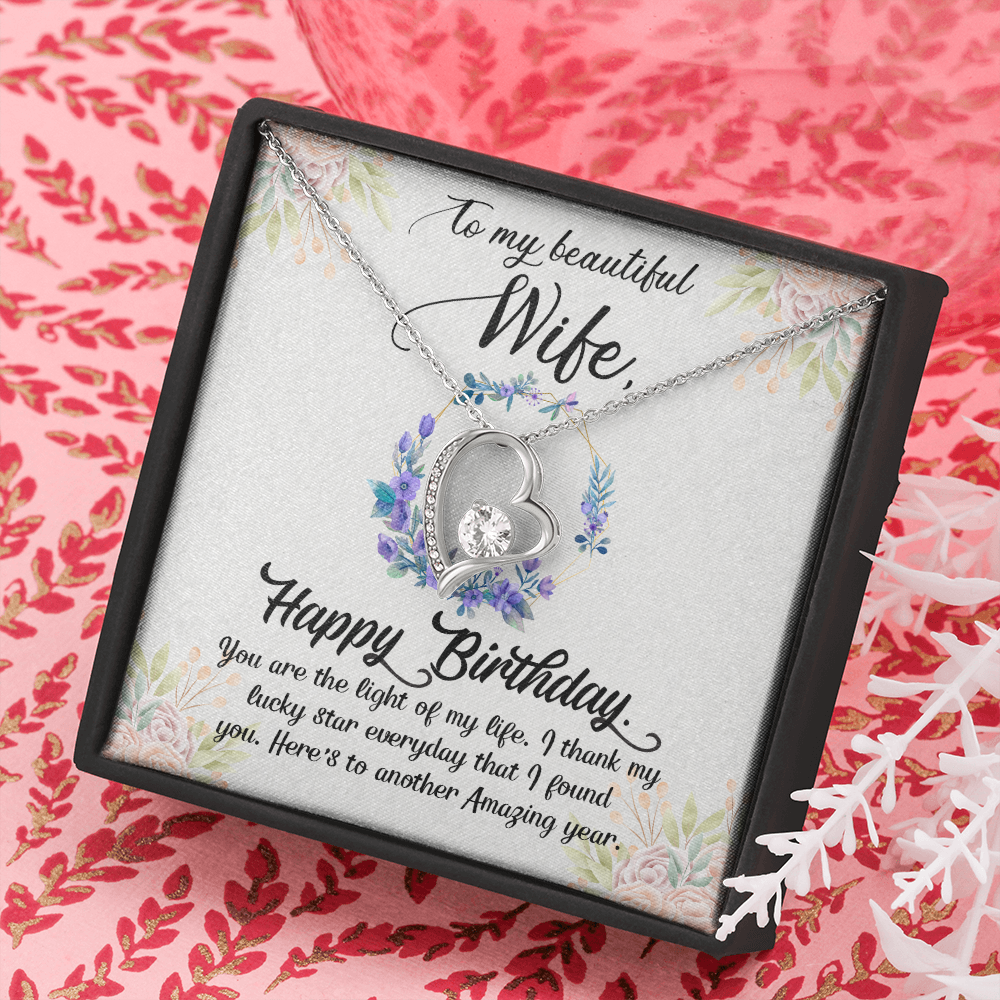 Wife Birthday Heart Necklace - The Light of My Life