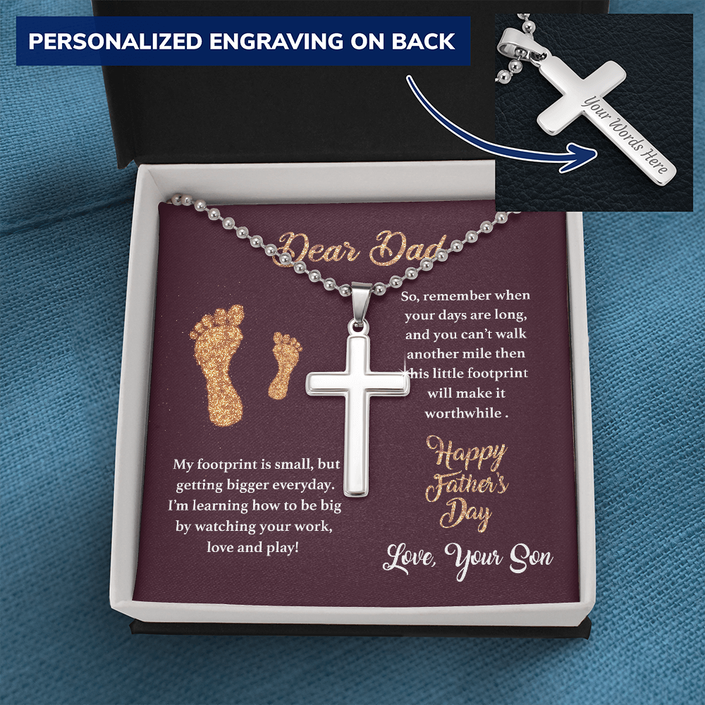 Dear Dad Personalized Cross Necklace
