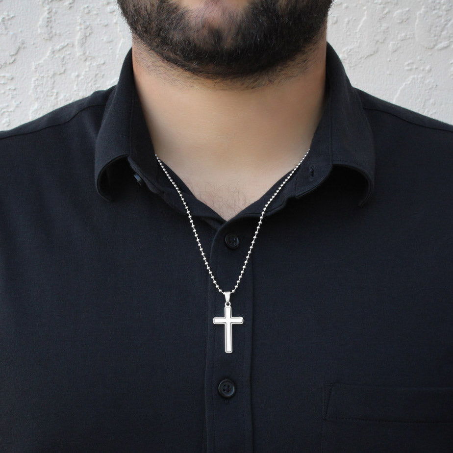 Father's Day Necklace Gift, Stainless Cross Necklace with Ball Chain, To the World You Are a Dad