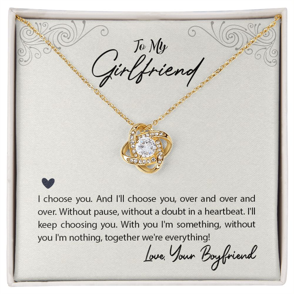 Girlfriend Necklace - Love Knot Necklace for Girlfriend - I Choose You