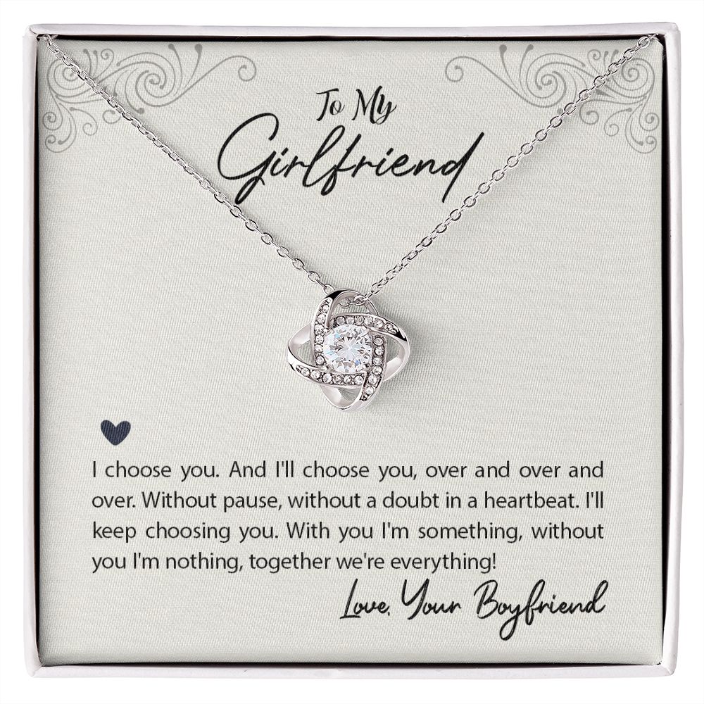 Girlfriend Necklace - Love Knot Necklace for Girlfriend - I Choose You