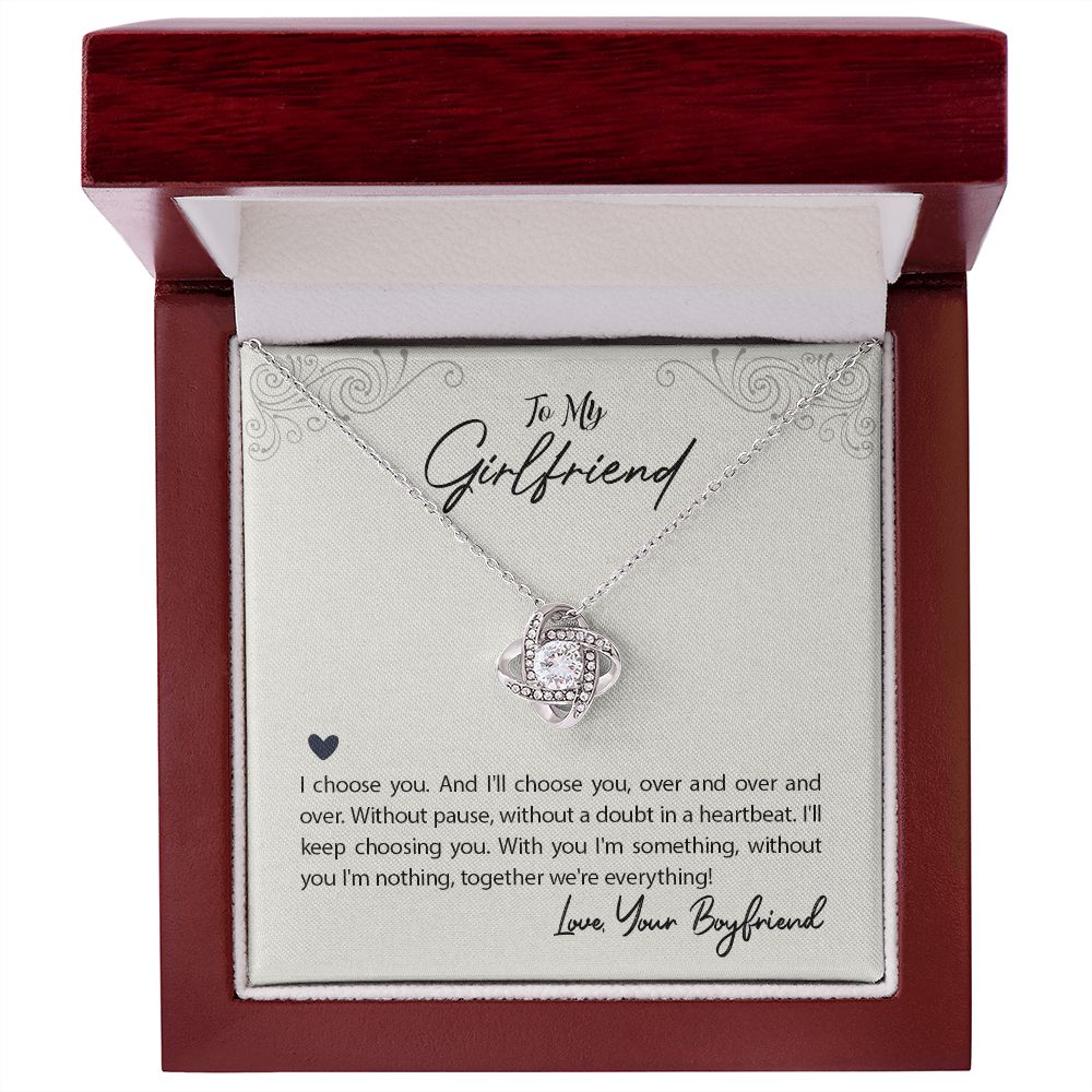 Girlfriend Necklace - Love Knot Necklace for Girlfriend - I Choose You