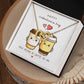 Coffee Lover Valentines Gift - You Mean a Latte to Me Interlocking Hearts Necklace