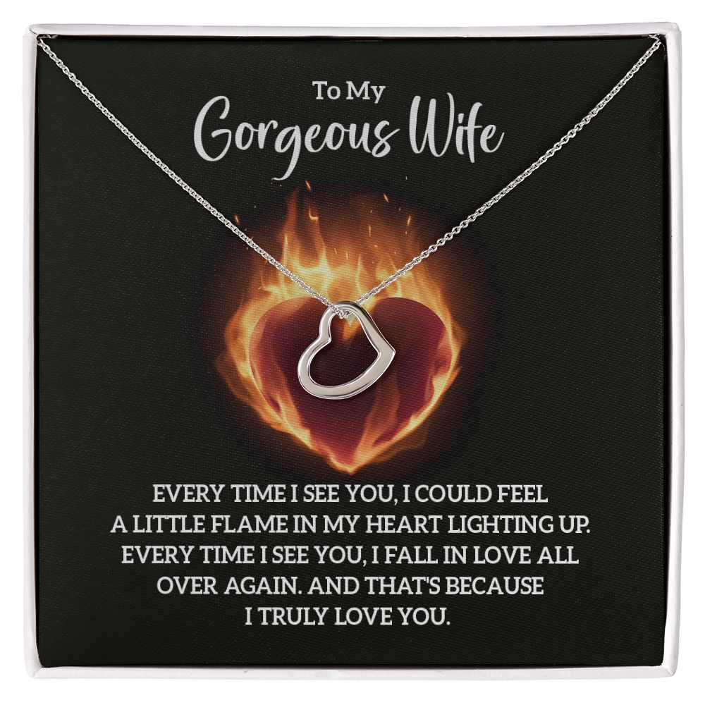Delicate Heart Necklace For Wife - Flame in My Heart