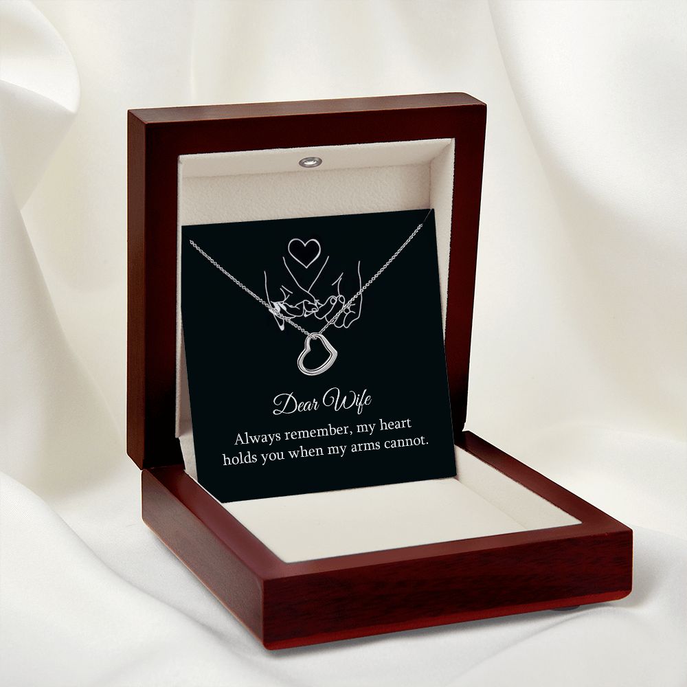 Gold Delicate Heart Necklace for Wife - My Heart Holds You When My Arms Cannot