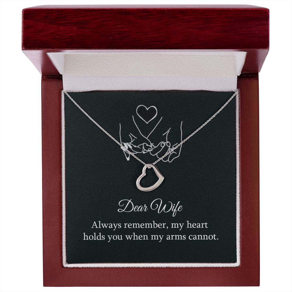 Gold Delicate Heart Necklace for Wife - My Heart Holds You When My Arms Cannot