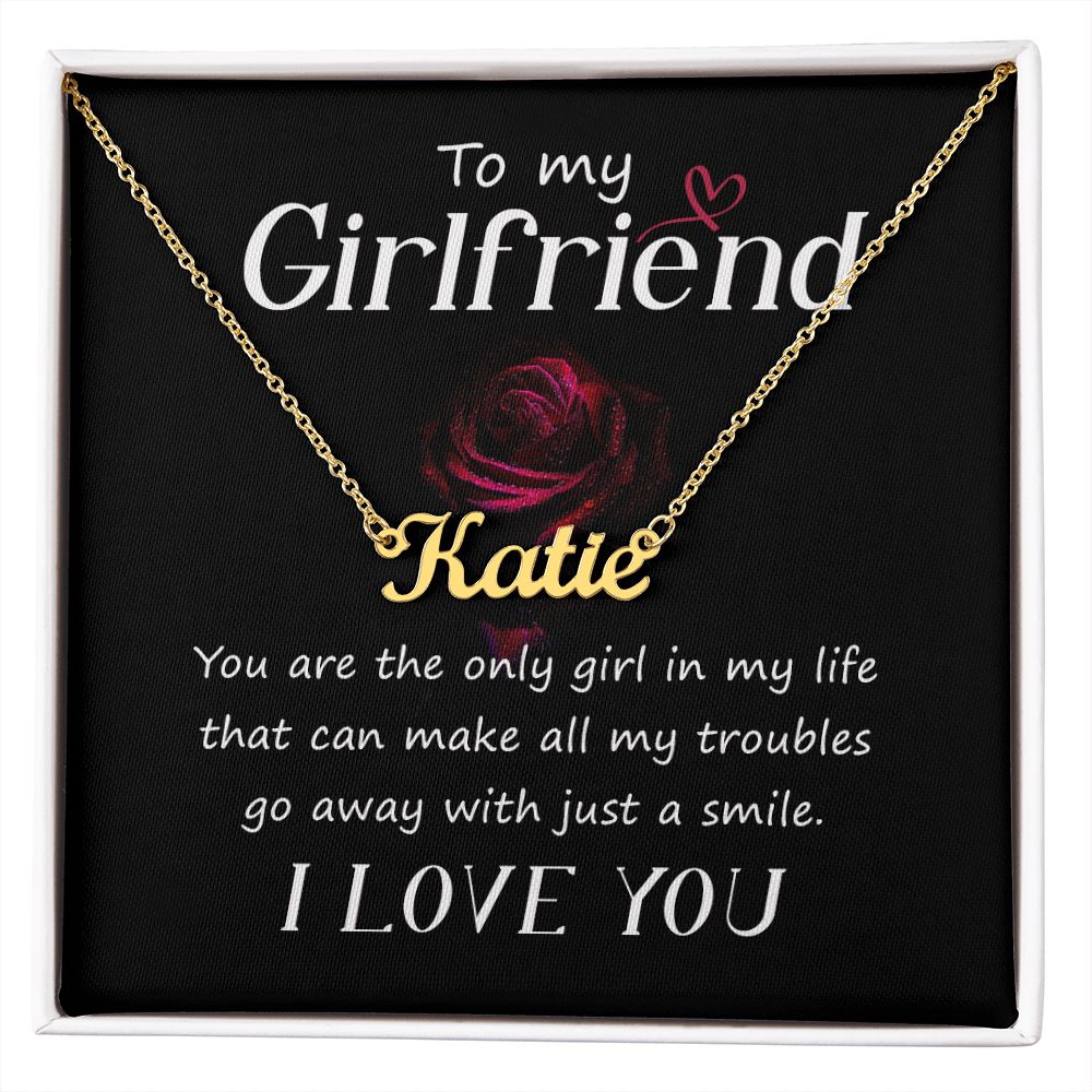 Girlfriend Custom Name Necklace, With Just a Smile