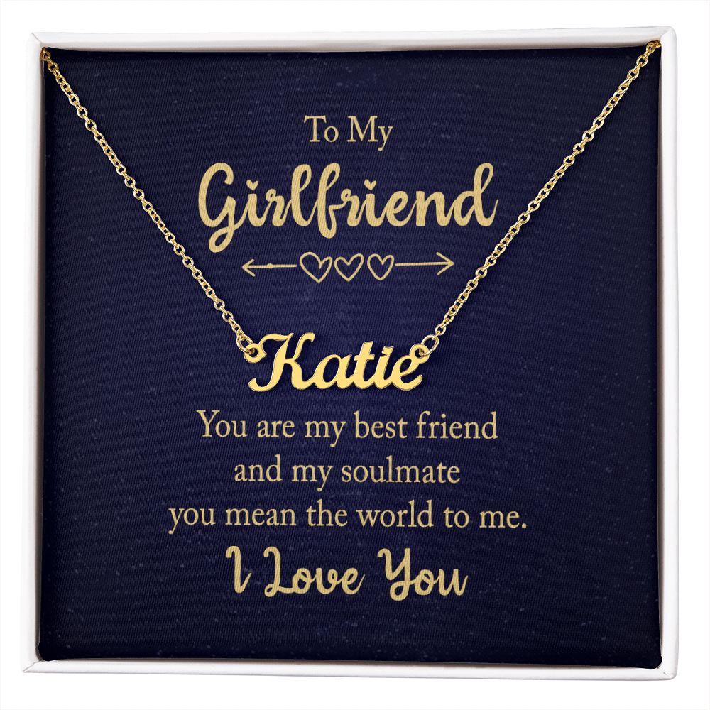 Girlfriend Custom Name Necklace - You Mean the World to Me