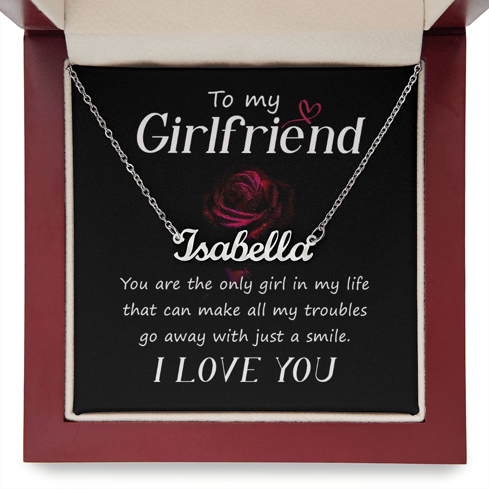 Girlfriend Custom Name Necklace, With Just a Smile