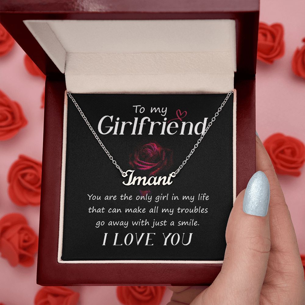 Girlfriend Custom Name Necklace, With Just a Smile