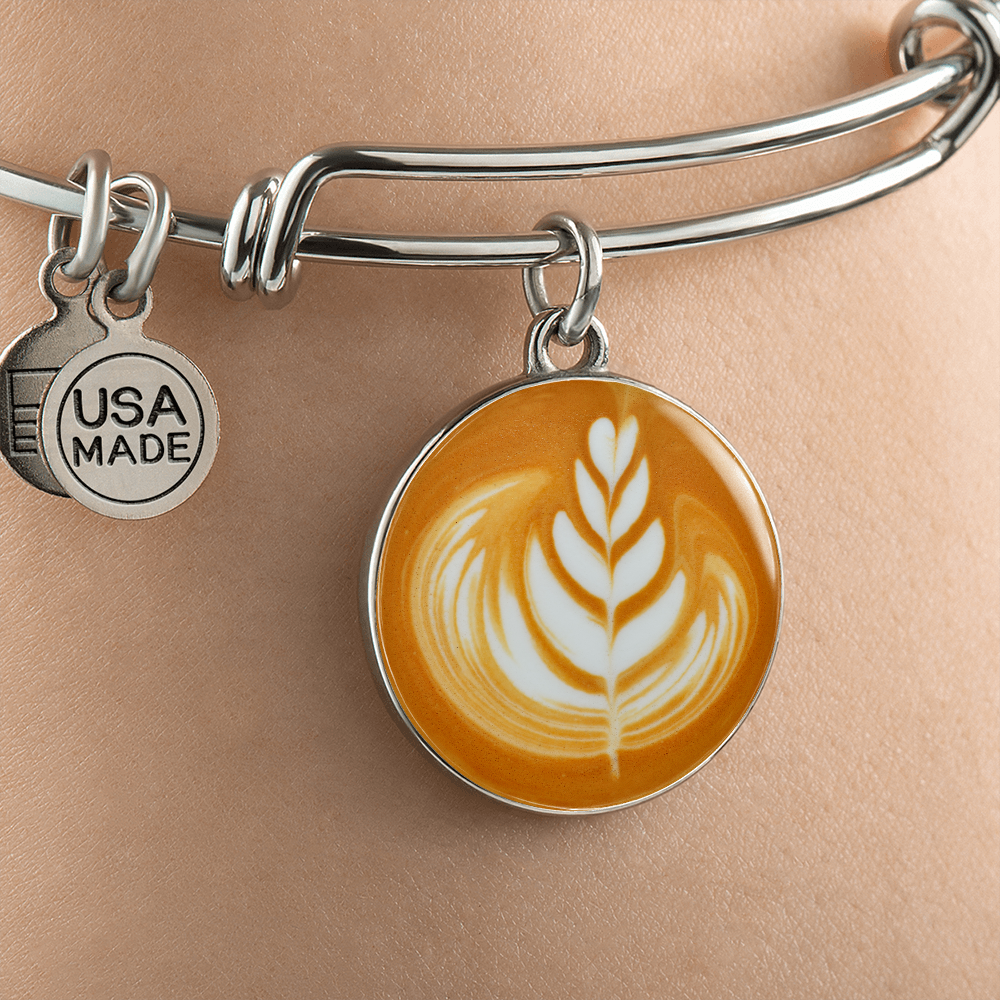 Coffee Jewelry - Latte Art Circle Bangle Bracelet