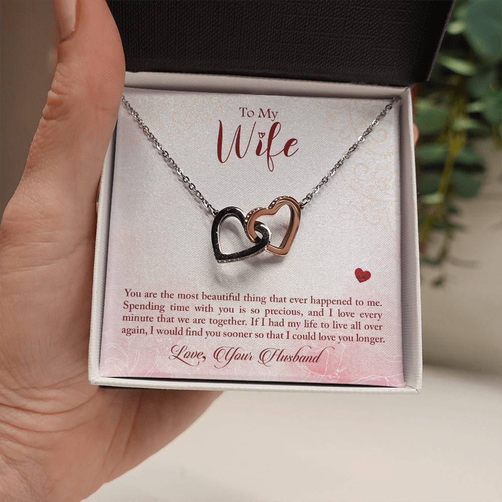 Wife Necklace - Interlocking Hearts Necklace For Wife - I Would Find You Sooner
