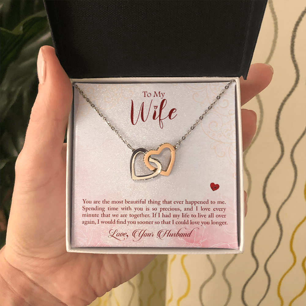 Wife Necklace - Interlocking Hearts Necklace For Wife - I Would Find You Sooner
