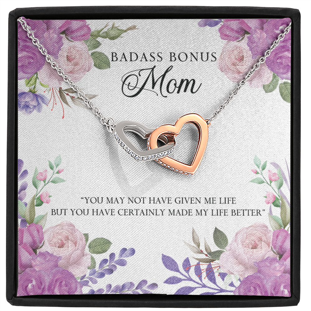 Badass Bonus Mom Interlocking Hearts Necklace