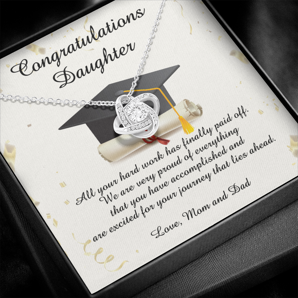 Daughter Graduation Necklace, Hard Work Has Paid Off, Graduate Gift for Daughter, To Daughter From Mom and Dad