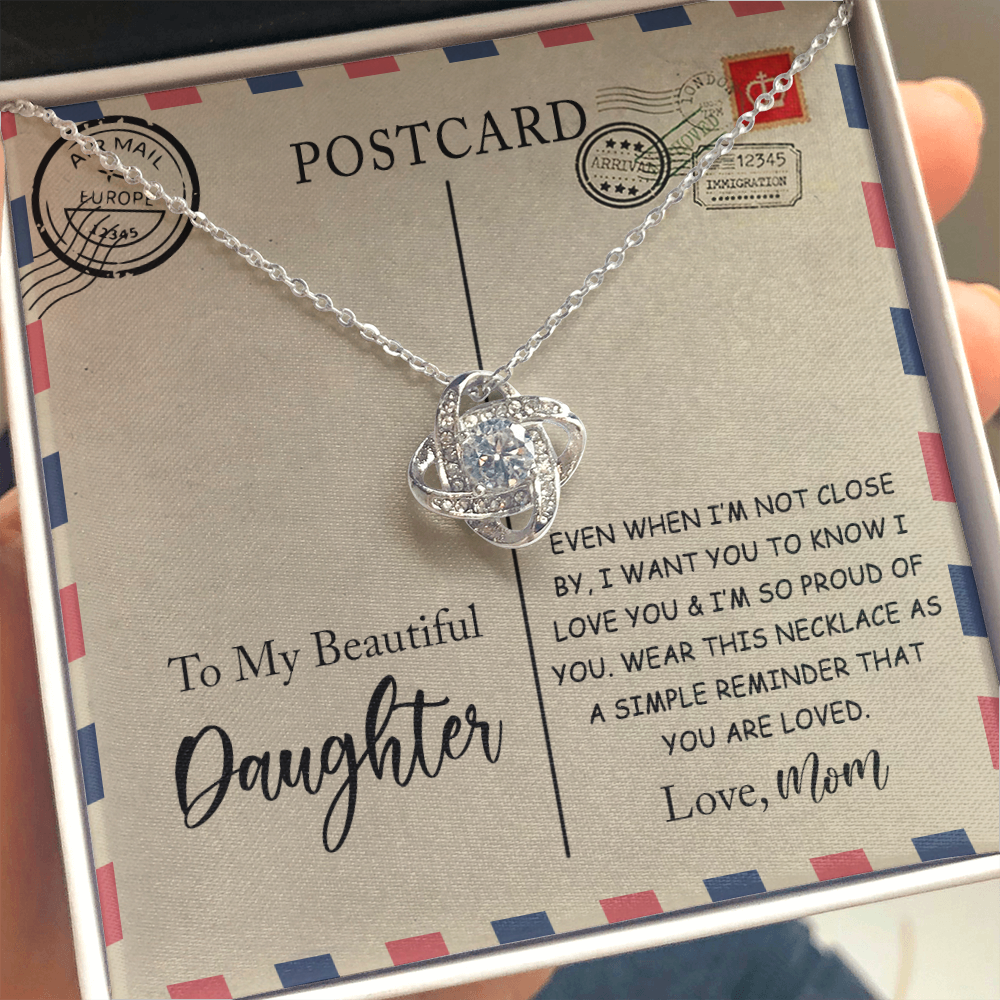 To My Daughter Necklace Love Mom - Postcard Necklace Gift