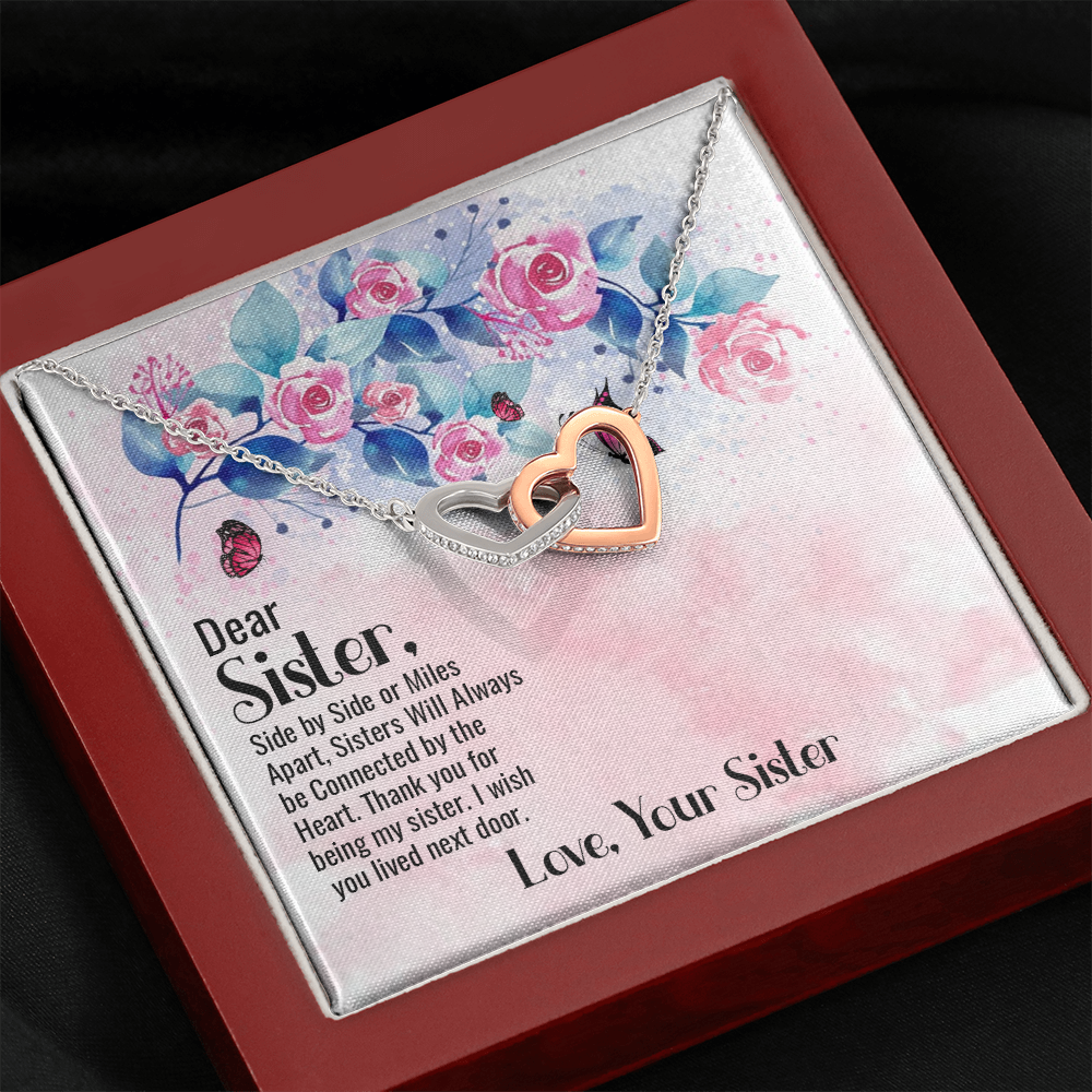 Sisters Will Always Be Connected by the Heart Necklace - Interlocking Hearts Necklace for Sister