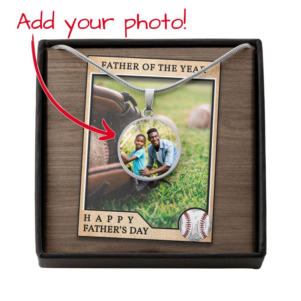 Father's Day Custom Photo Baseball Necklace, Personalized Fathers Day Gifts for Dad, Father of the Year
