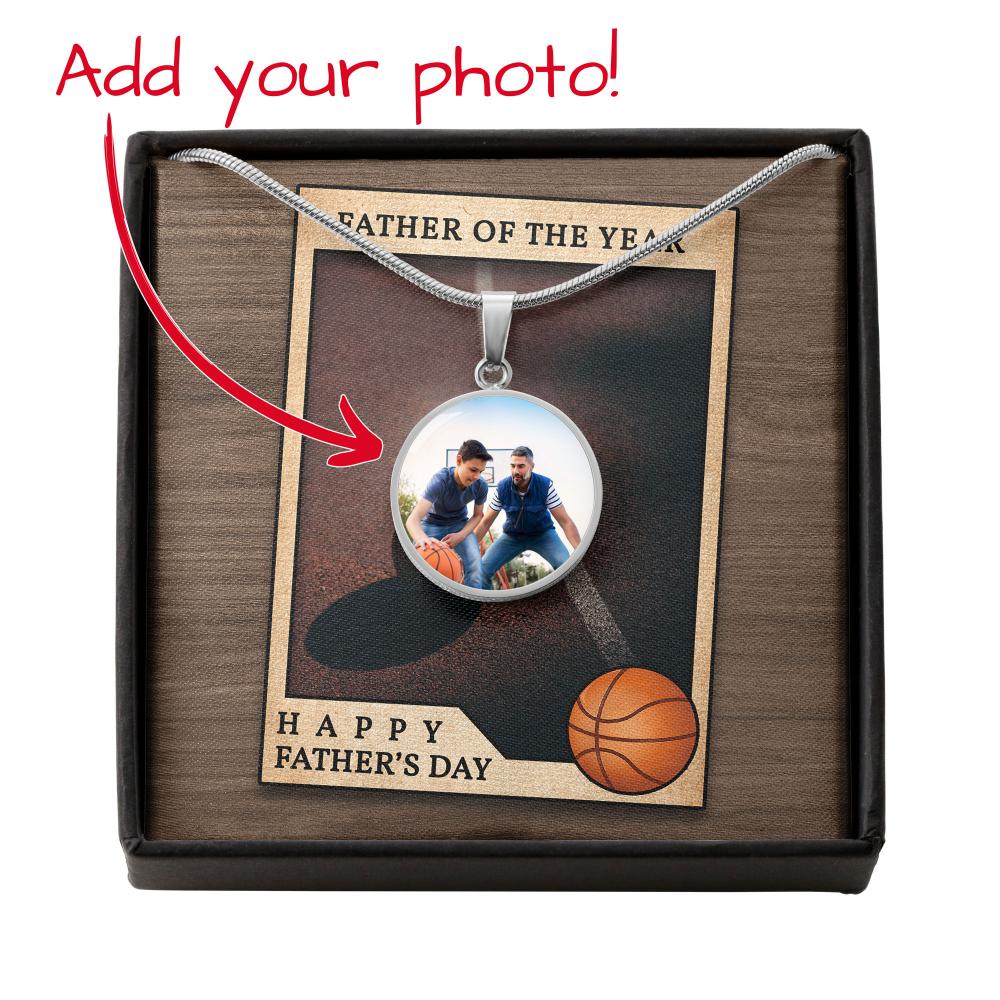 Father's Day Custom Photo Basketball Necklace, Personalized Fathers Day Gifts for Dad, Father of the Year