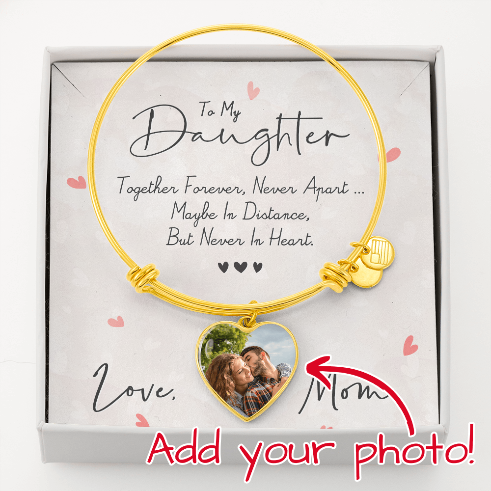 Custom Photo Heart Bangle Bracelet - To Daughter From Mom