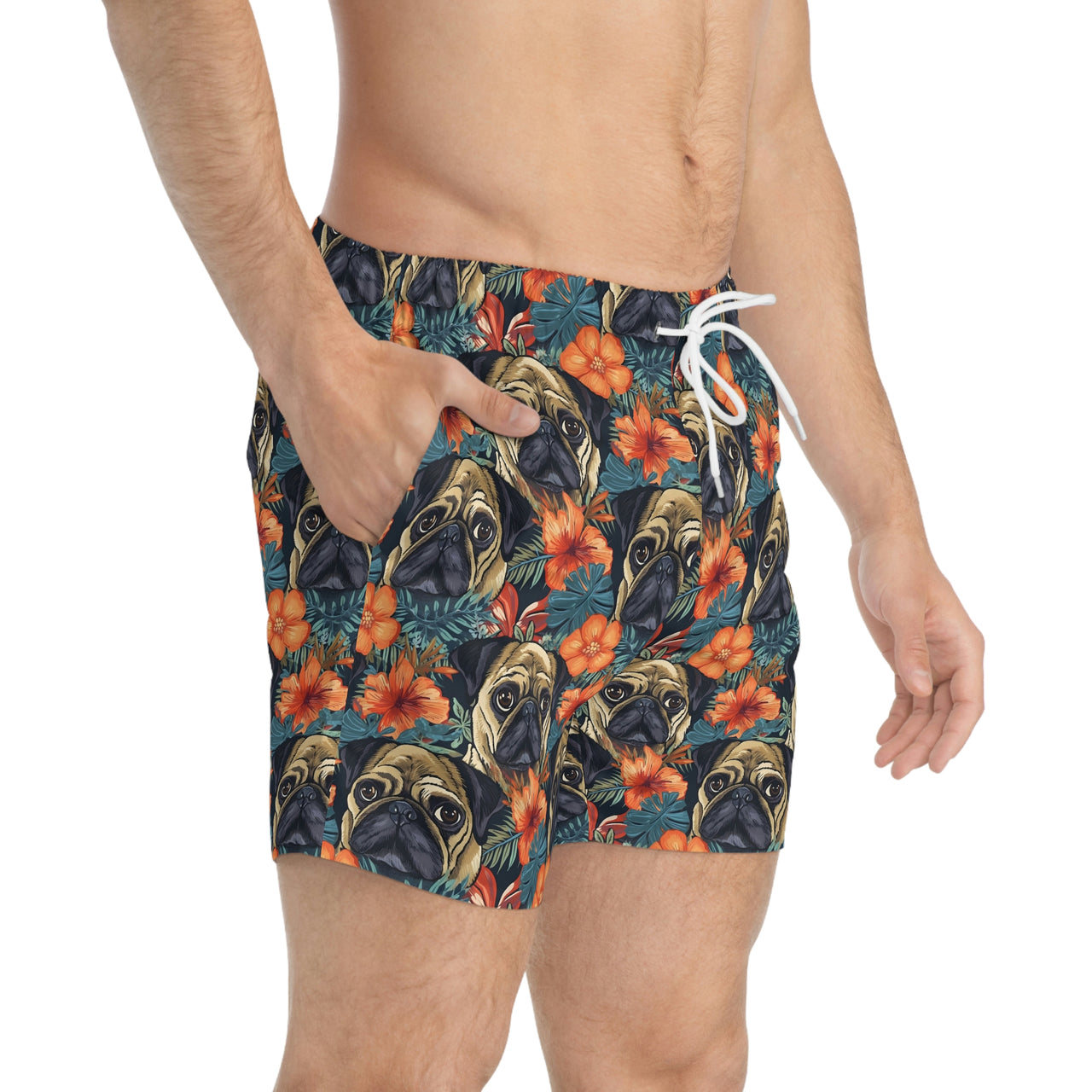 Hawaiian Pug Swim Trunks