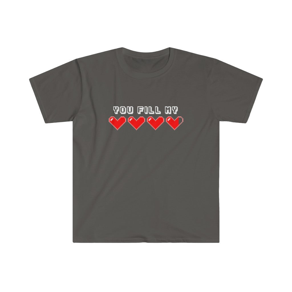 Valentine Gamer T-Shirt - You Fill My Hearts Gaming Valentines Day Tee Shirt