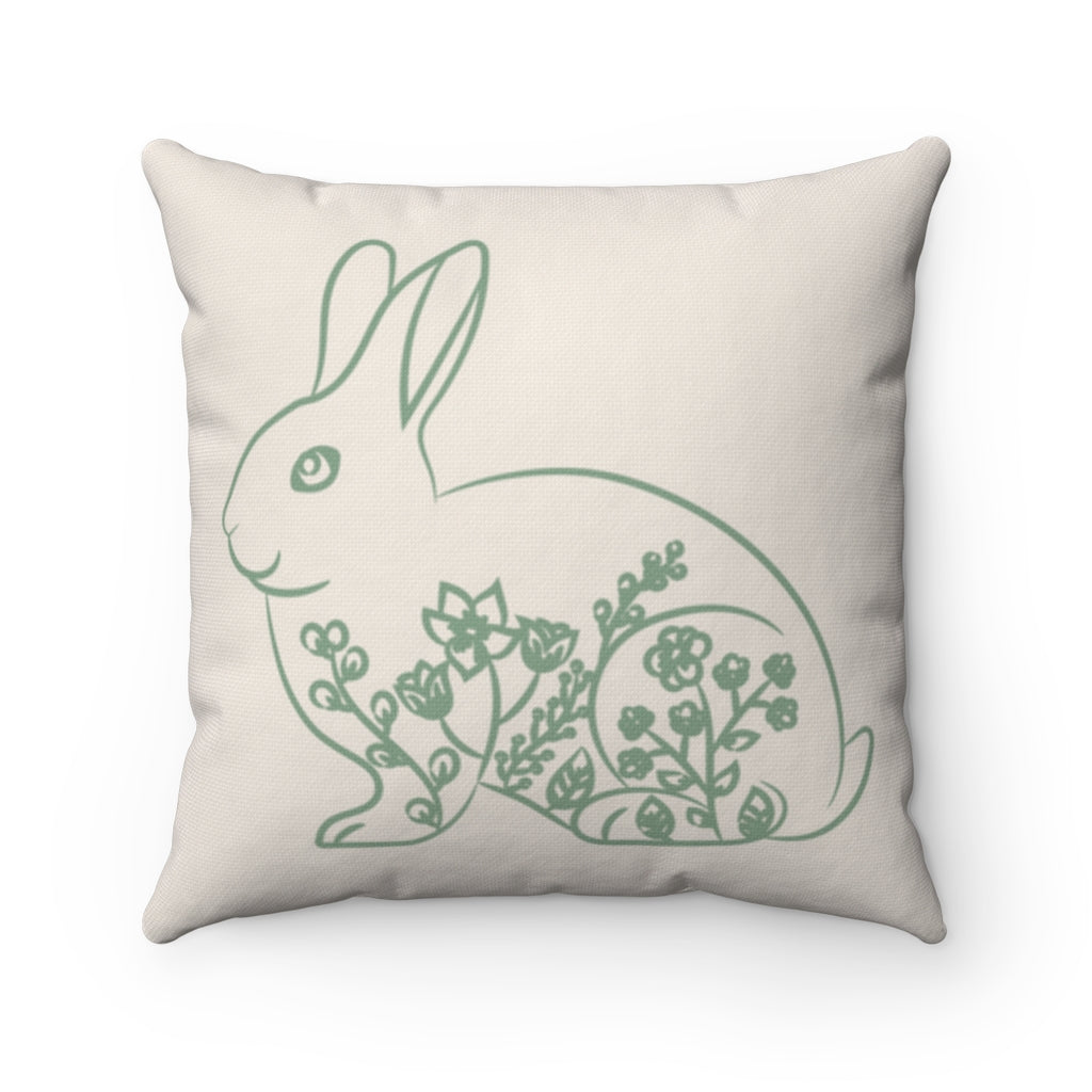 Floral Easter Bunny Throw Pillow, Floral Rabbit Pillow, Easter Decor, Spring Throw Pillow