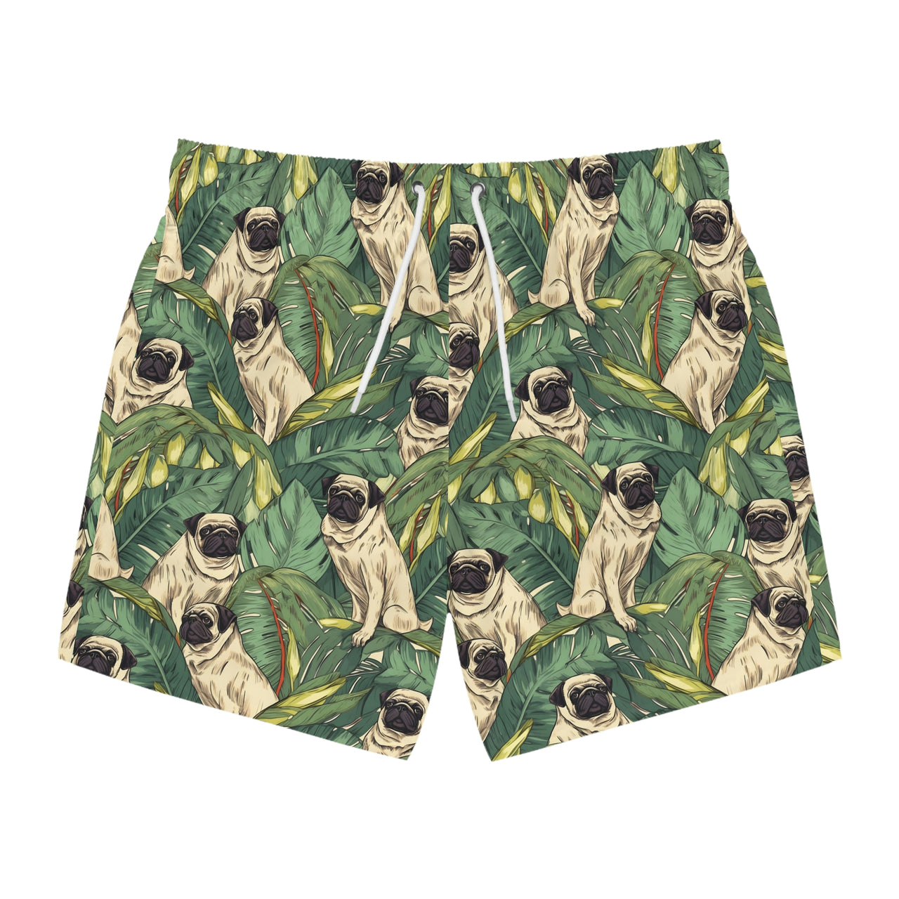 Banana Leaf Pug Swim Trunks