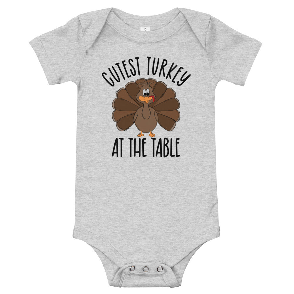 Cutest Turkey at the Table Thanksgiving Baby One Piece Bodysuit