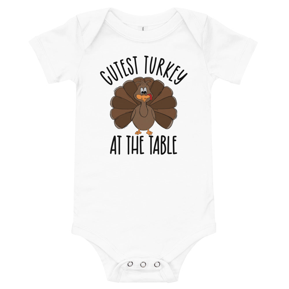 Cutest Turkey at the Table Thanksgiving Baby One Piece Bodysuit