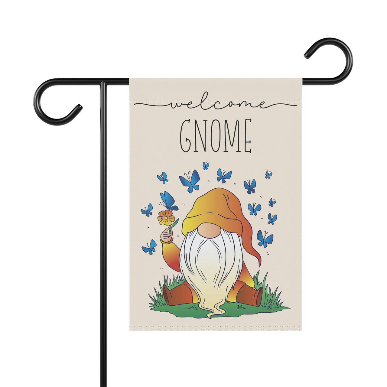 Welcome Gnome Garden Flag