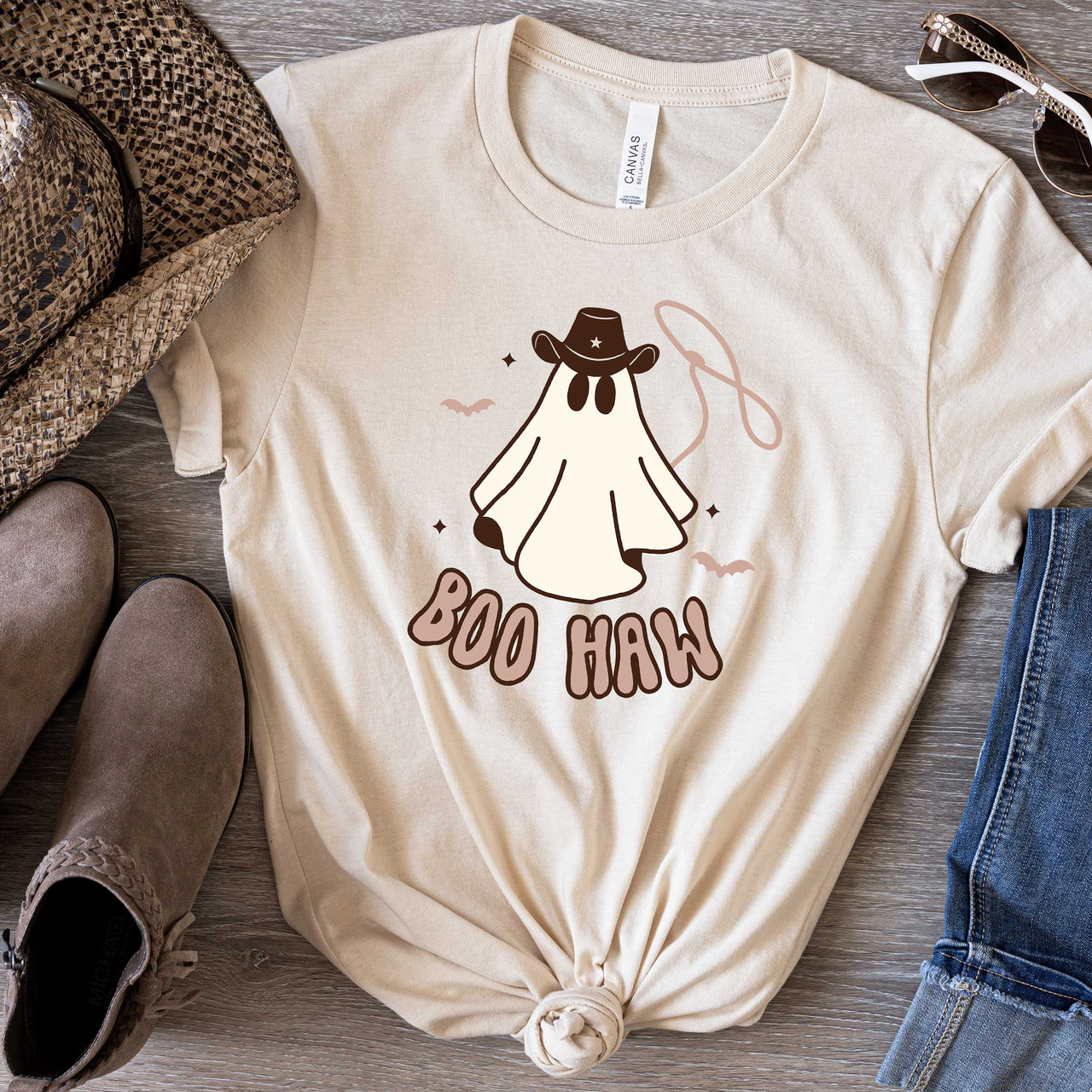 Boo haw Ghost T-Shirt, Western Halloween Shirt