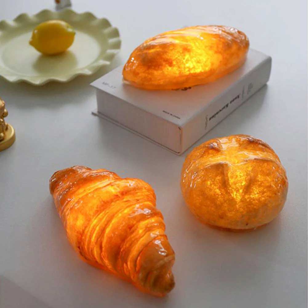 Handmade Bread Lamp Night Light, Croissant Lamp, Kitchen Table Lamp