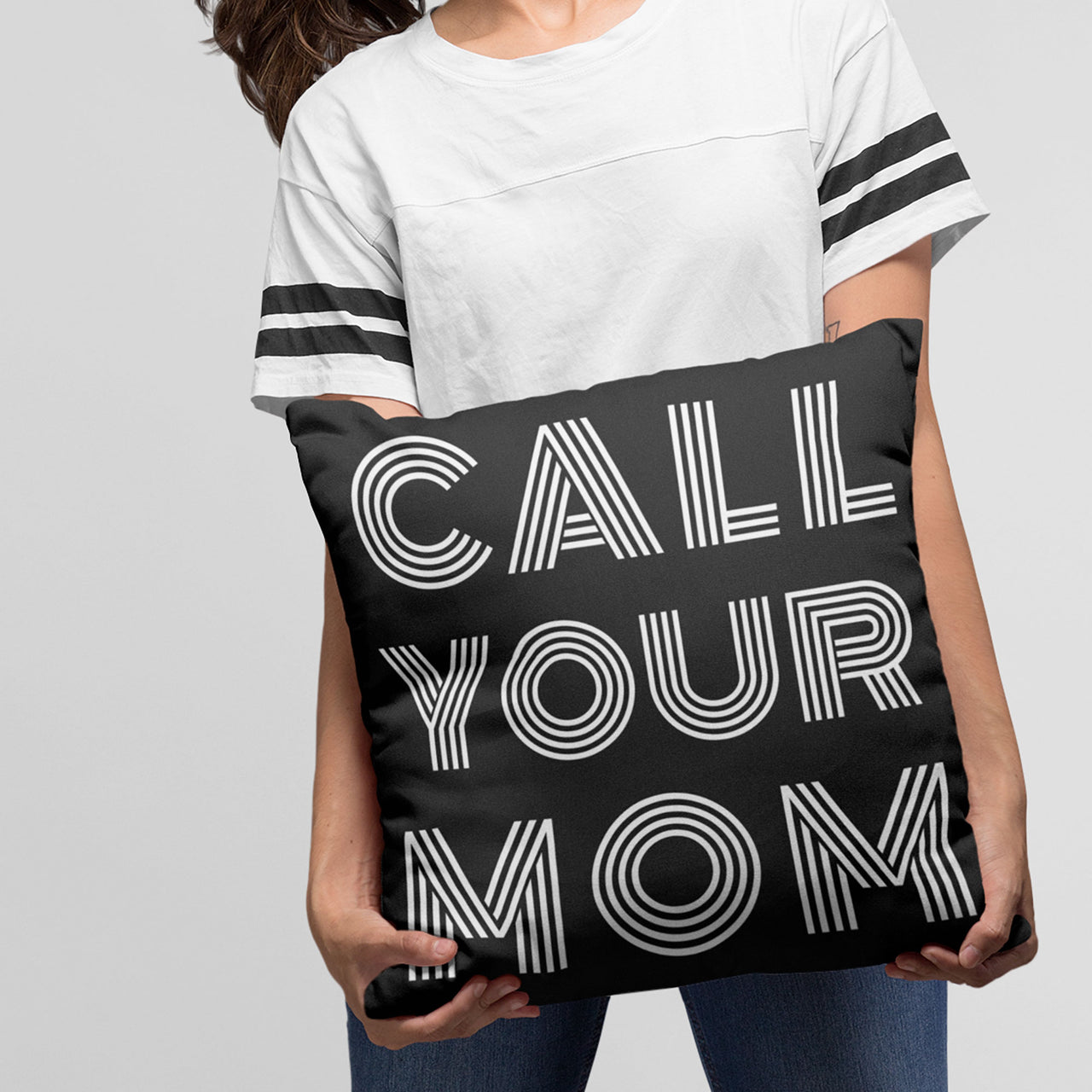 Call Your Mom Pillow, College Dorm Pillow, College Decor, Black