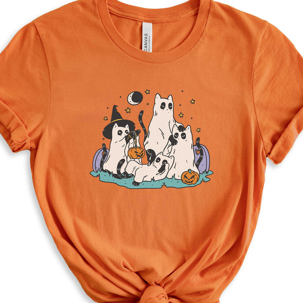 Ghost Cats T-Shirt, Spooky Halloween Phantom Kitty Tee Shirt