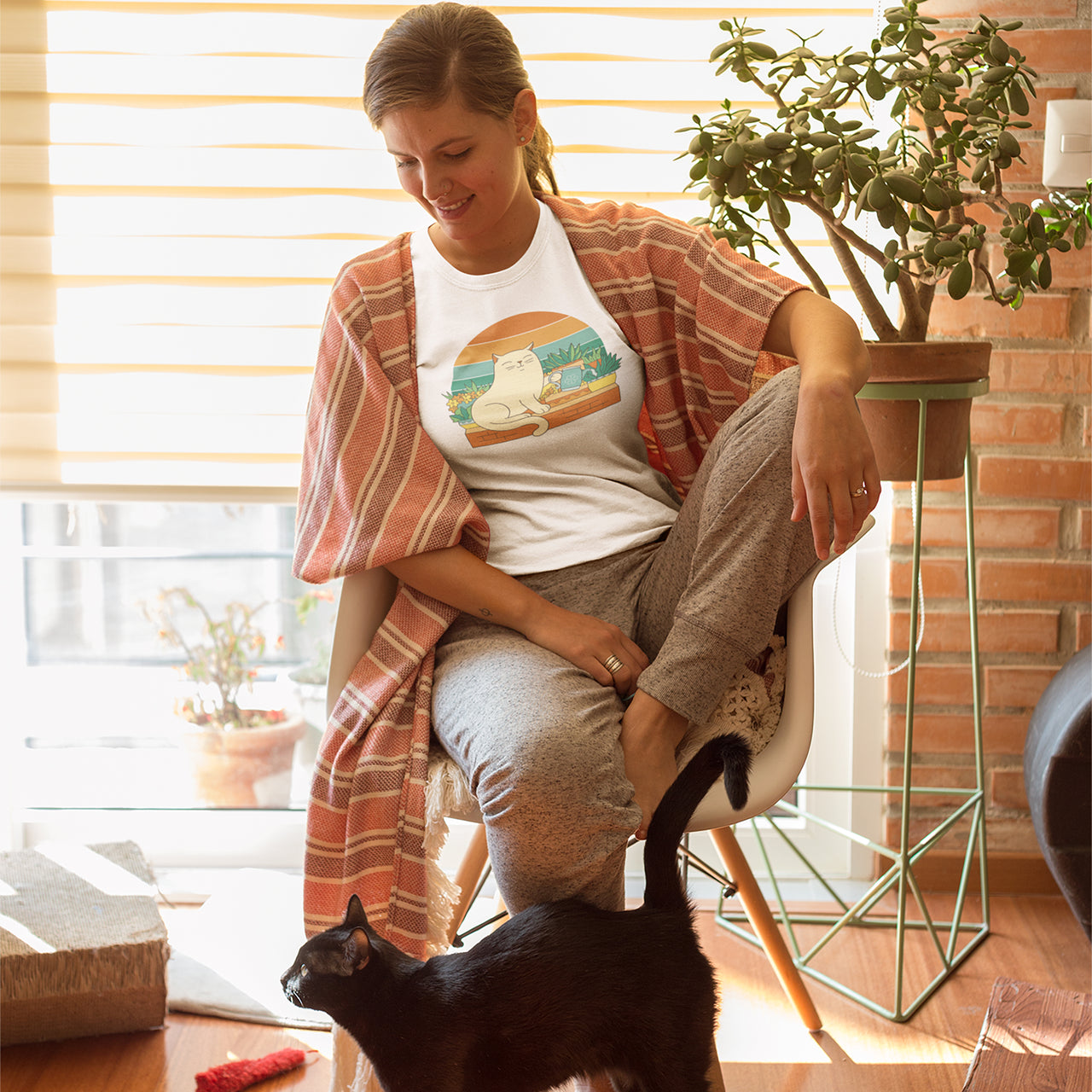 Cat Watering Plants T-Shirt