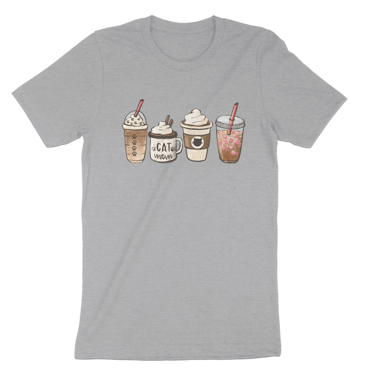 Coffee and Cats T-Shirt, Iced Coffee Latte Cat Lover Tee Shirt