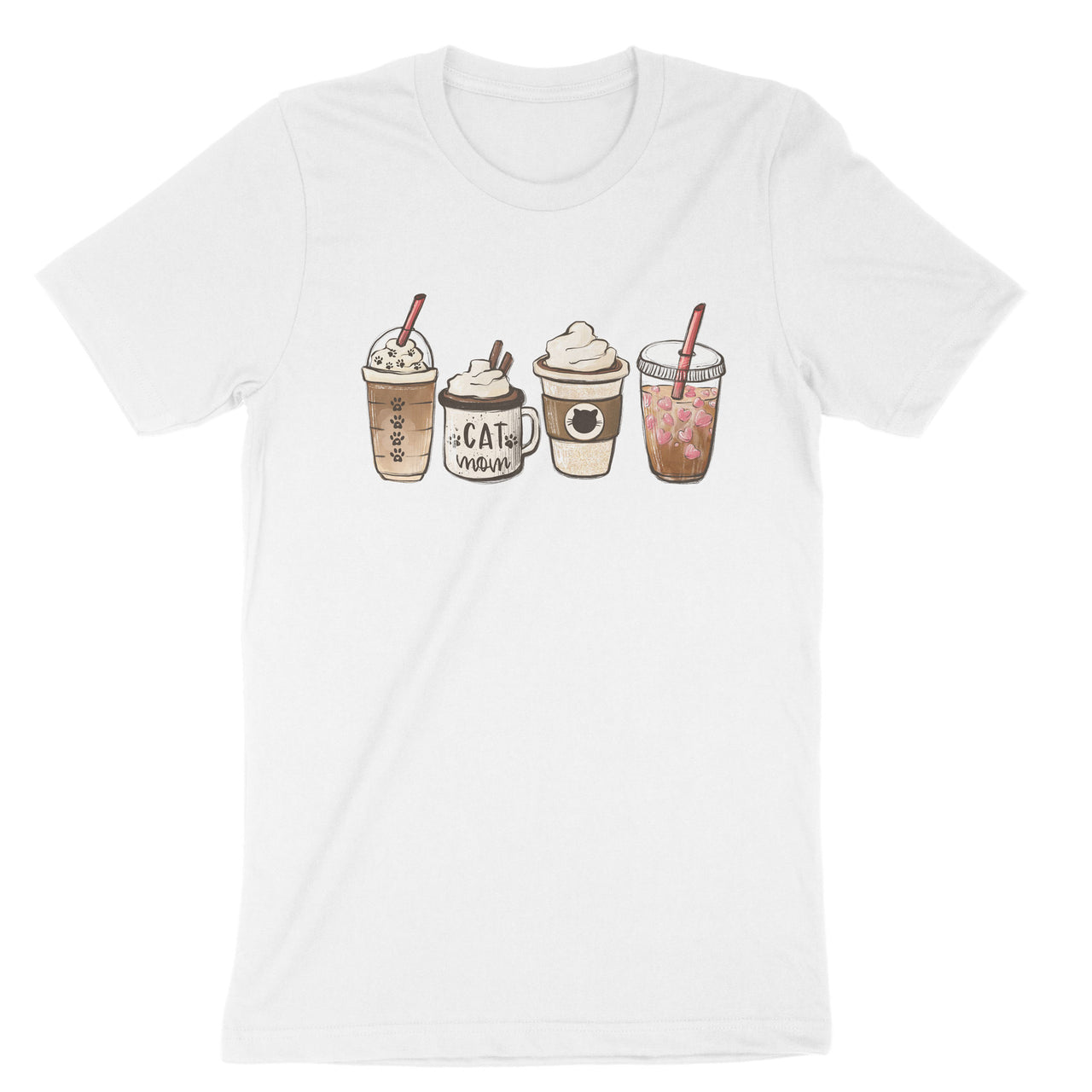 Coffee and Cats T-Shirt, Iced Coffee Latte Cat Lover Tee Shirt