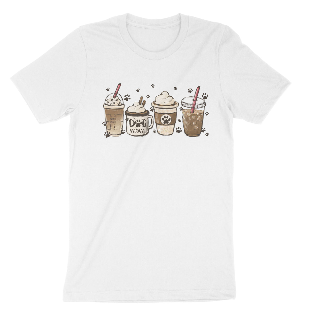 Coffee and Dogs T-Shirt, Iced Coffee Latte Dog Lover Tee Shirt