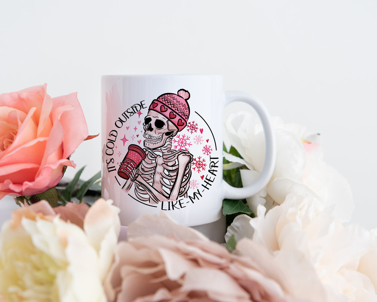 Valentine's Day Mug - It's Cold Outside Like My Heart Skeleton