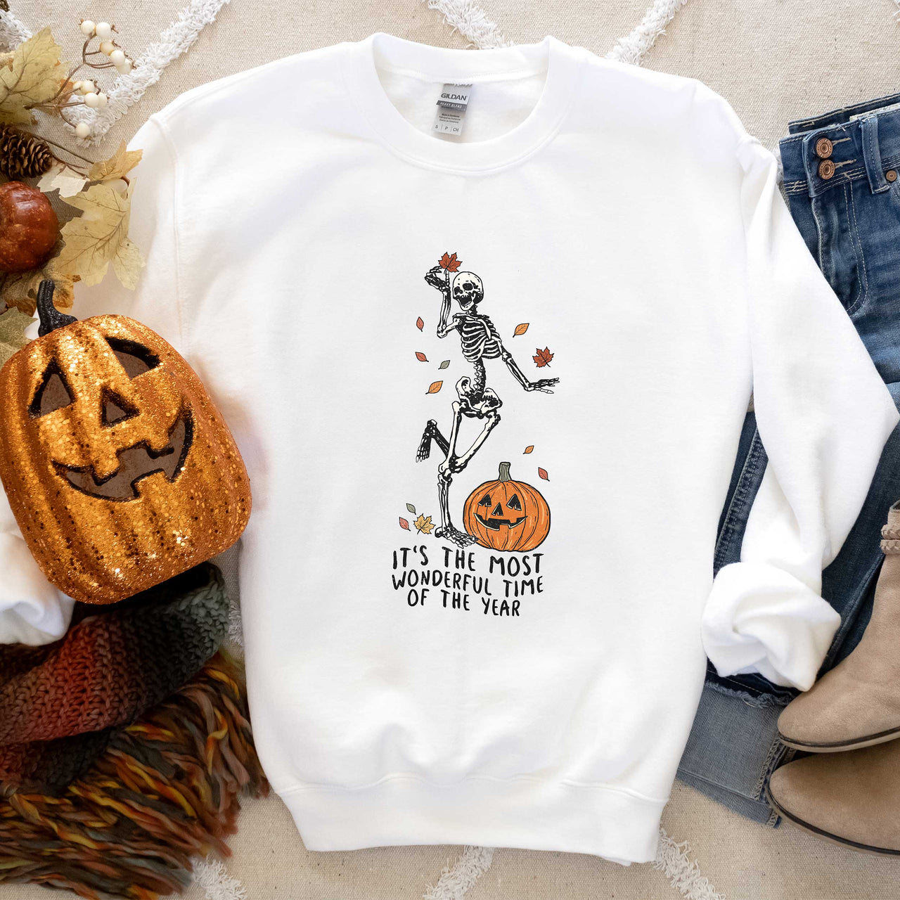 Fall Dancing Skeleton Sweatshirt, Most Wonderful Time of the Year
