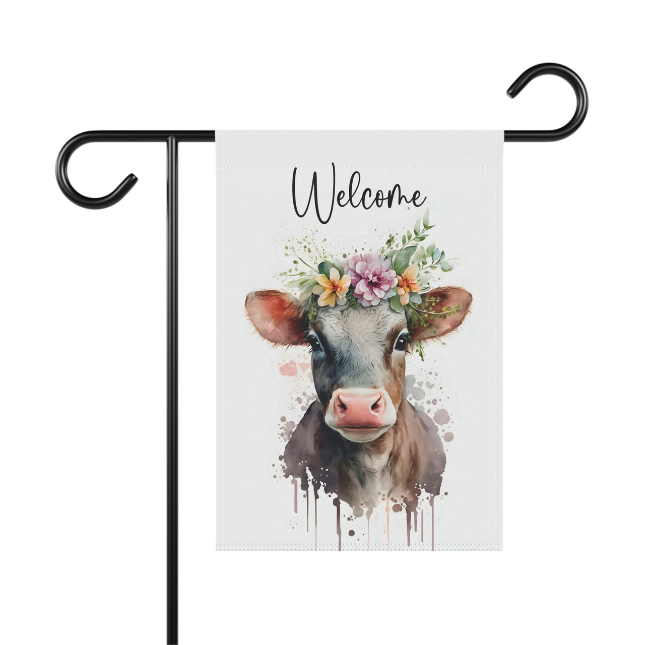 Cow Floral Garden Flag