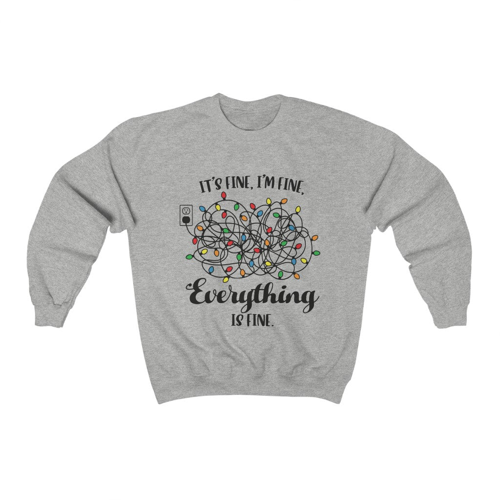 I'm Fine Everything is Fine Sweatshirt - Tangled Christmas Lights Shirt