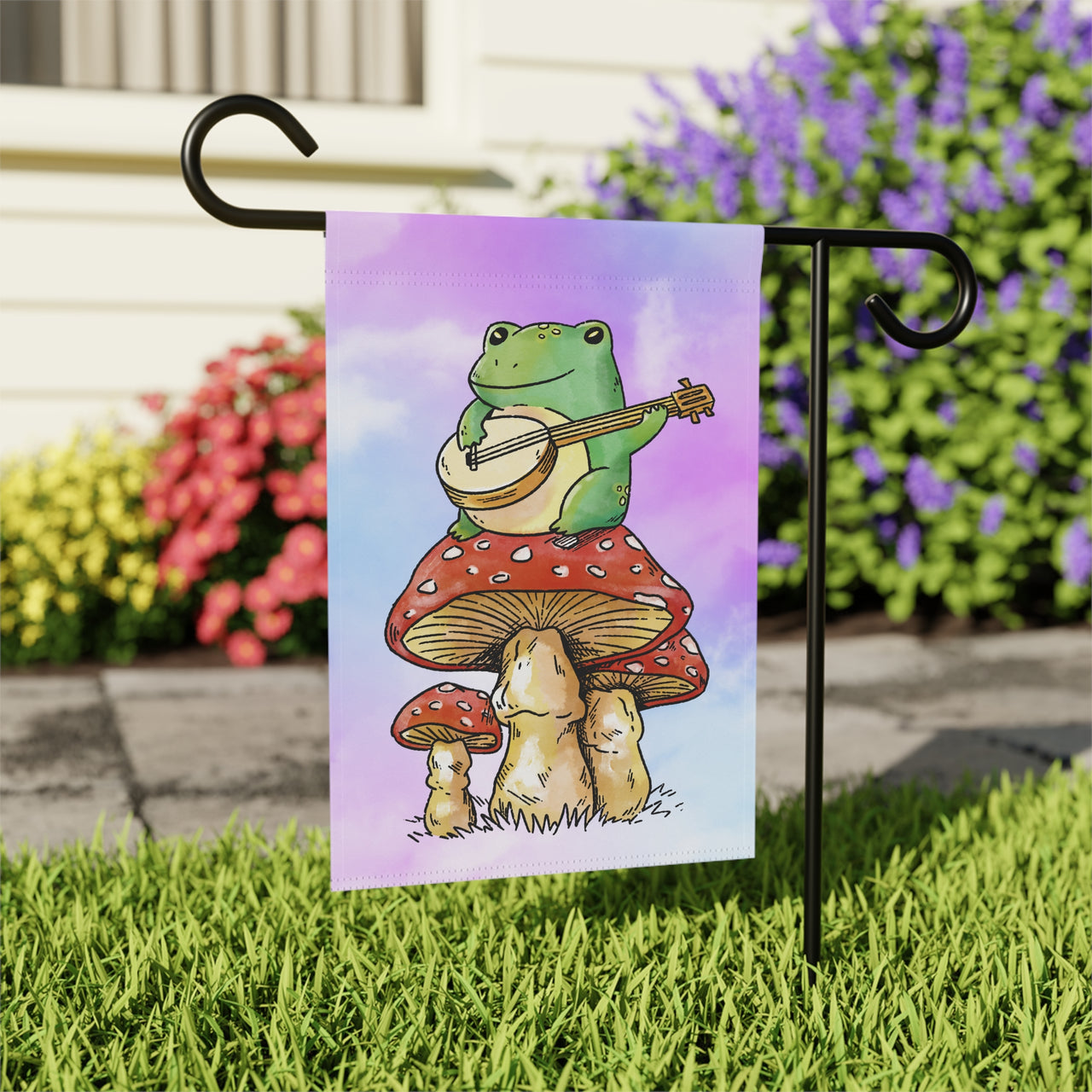 Frog Playing a Banjo Garden Flag
