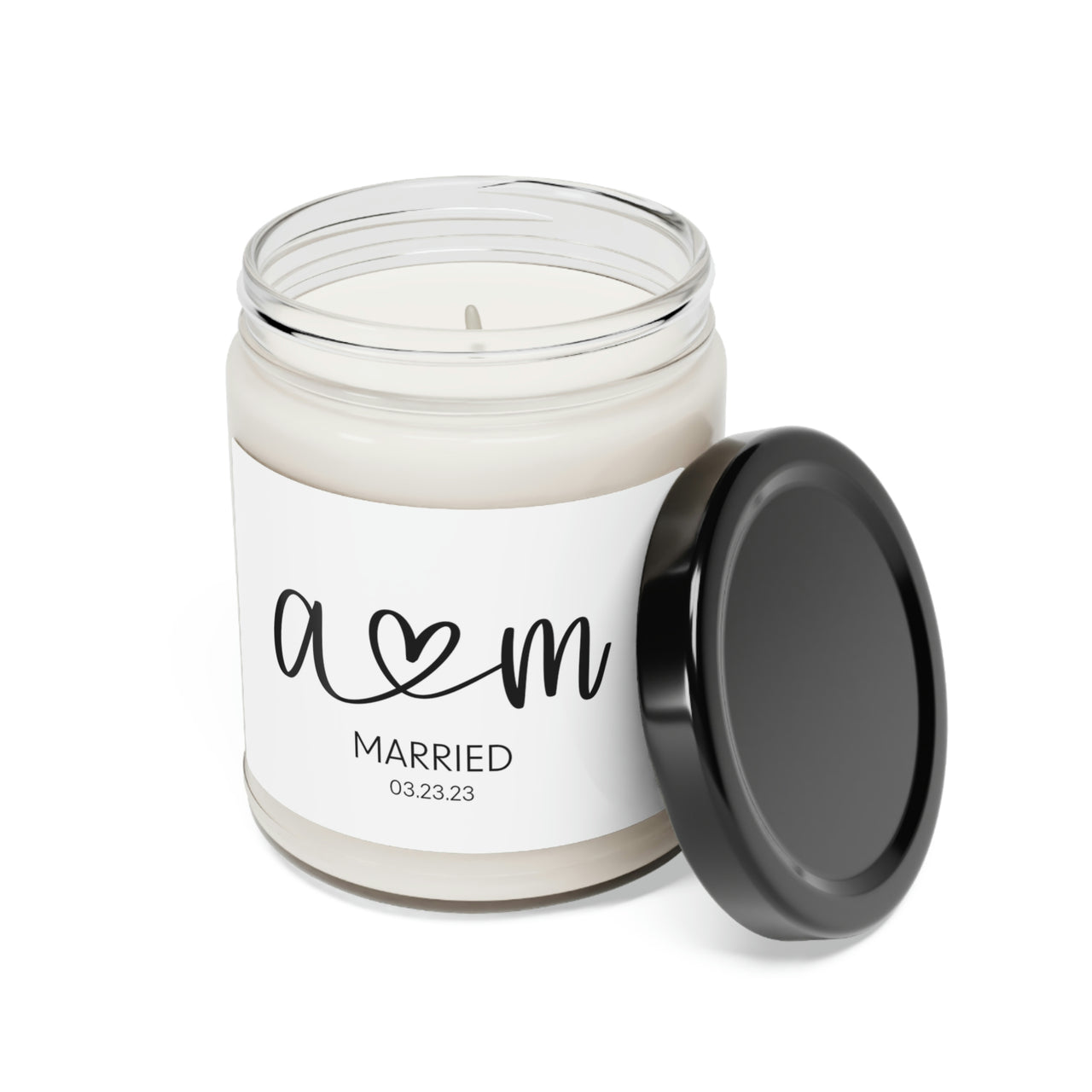 Personalized Candle with Custom Initials - Married Scented Soy Candle