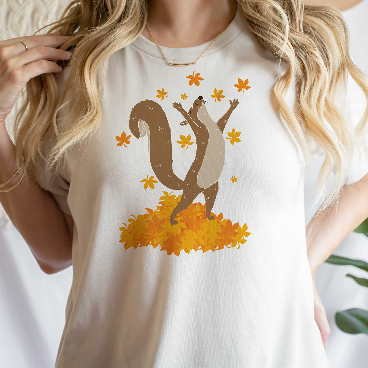 Squirrel Playing in Fall Leaves T-Shirt