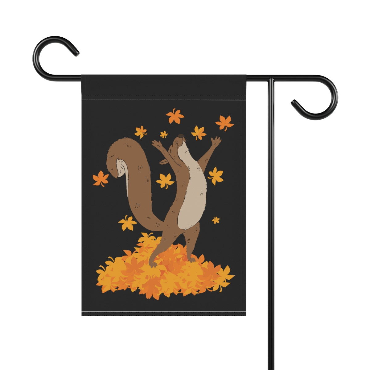 Squirrel Fall Garden Flag, Black
