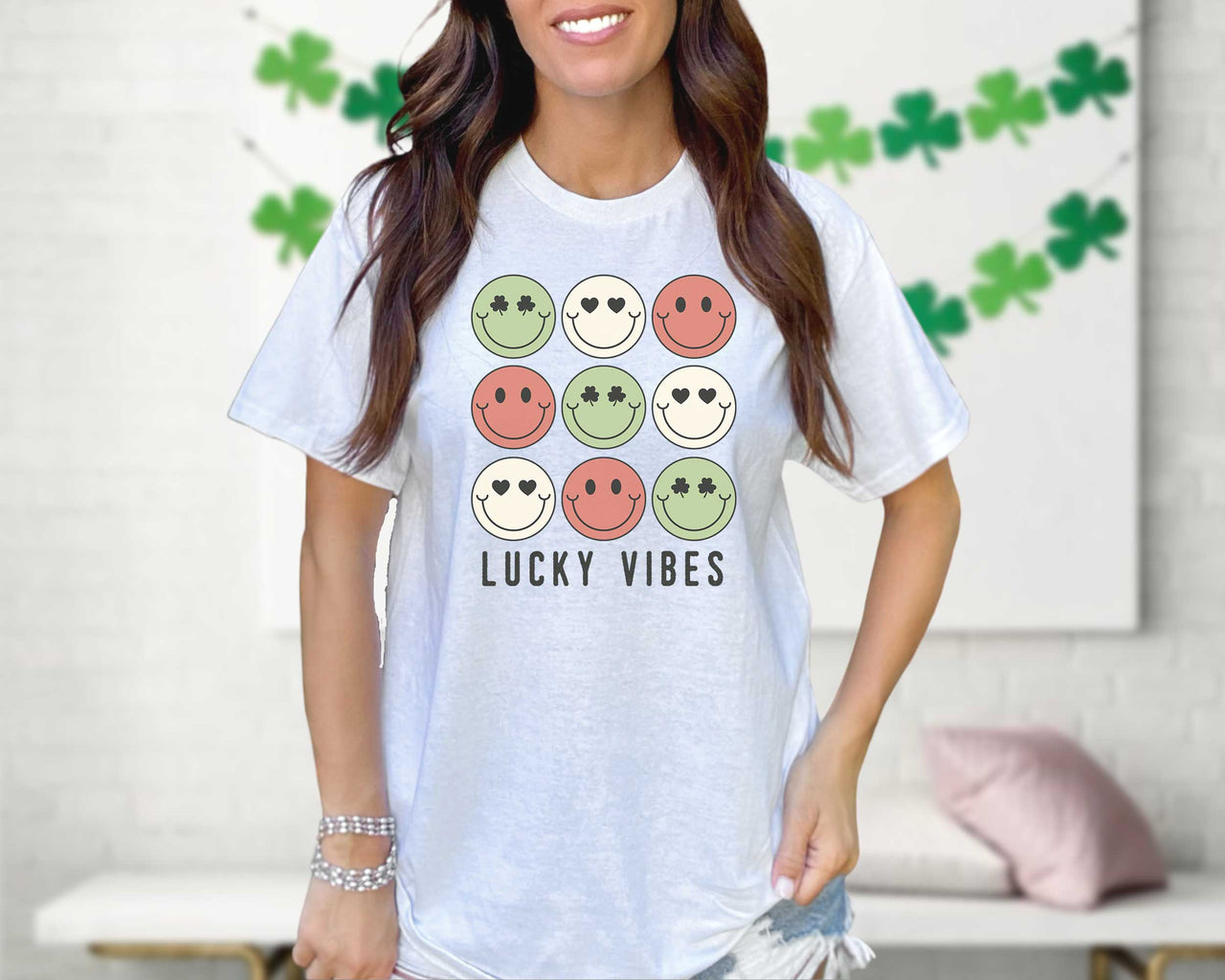 Lucky Vibes Smiley Faces T-Shirt - St. Patrick's Day Shirt