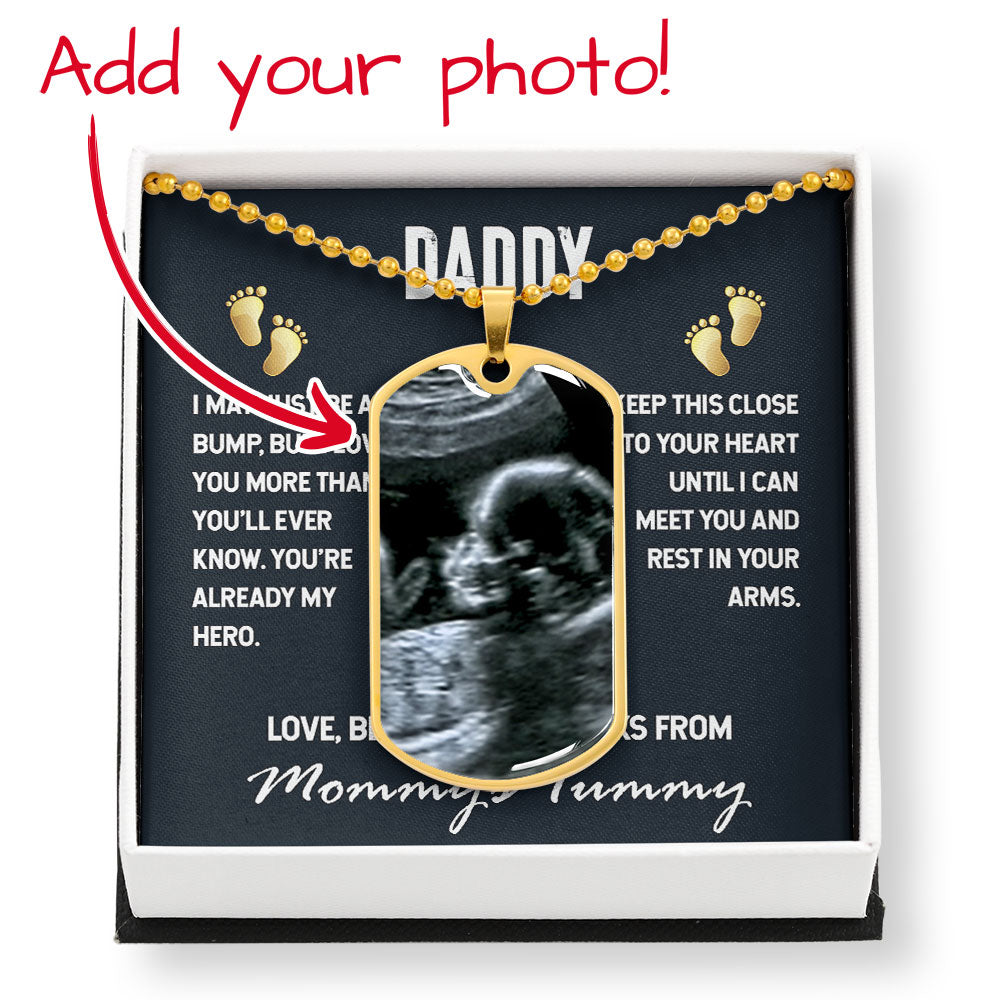 Gift for New Dad, Daddy I May Be Just a Bump Dog Tag Necklace, New Dad Gift